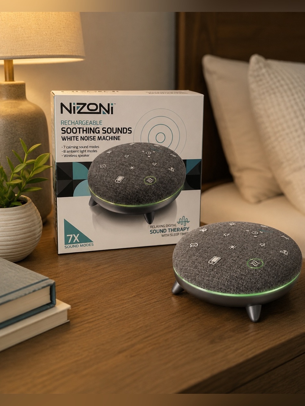 NEW Nizoni Rechargeable Soothing Sounds White Noise White Noise Machine